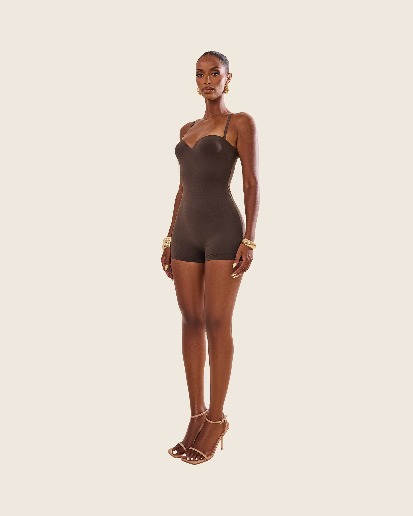 The Sculpt Playsuit in Brown - Image 17