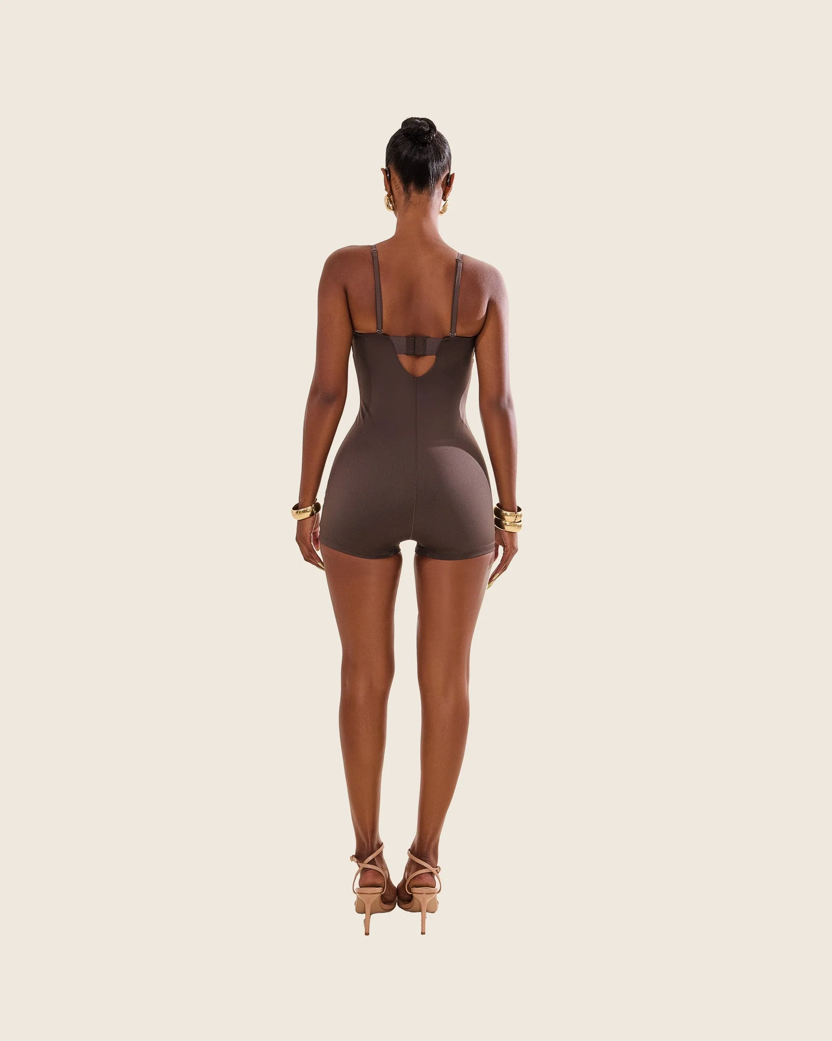 The Sculpt Playsuit in Brown - Image 18