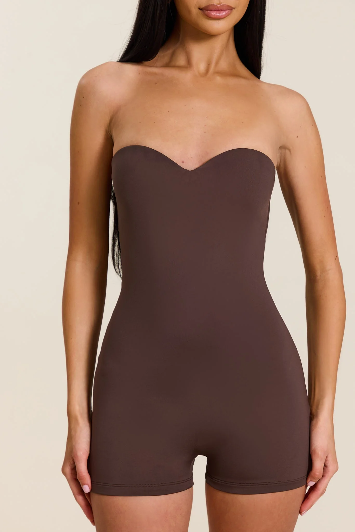 The Sculpt Playsuit in Brown - Image 3