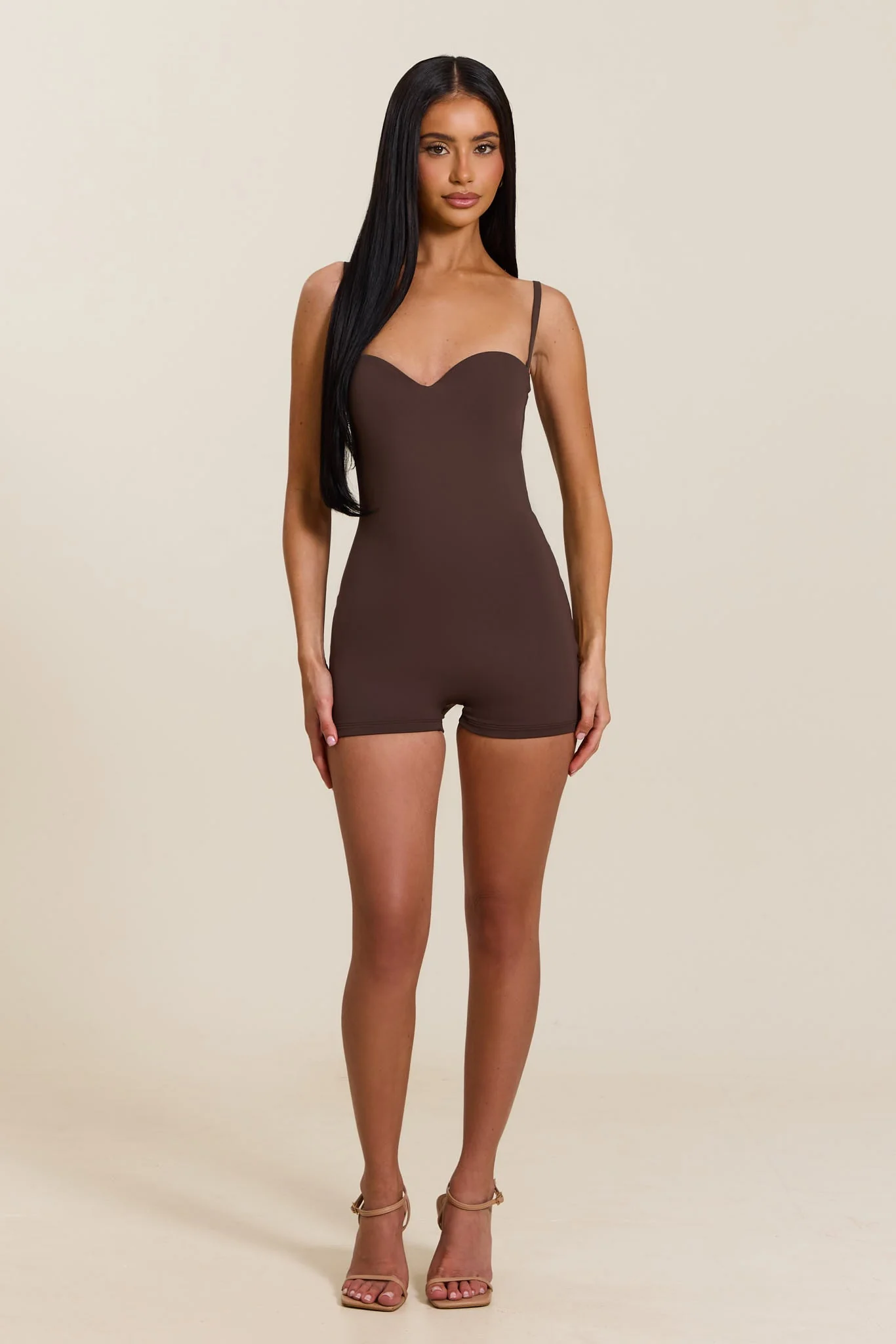 The Sculpt Playsuit in Brown - Image 4