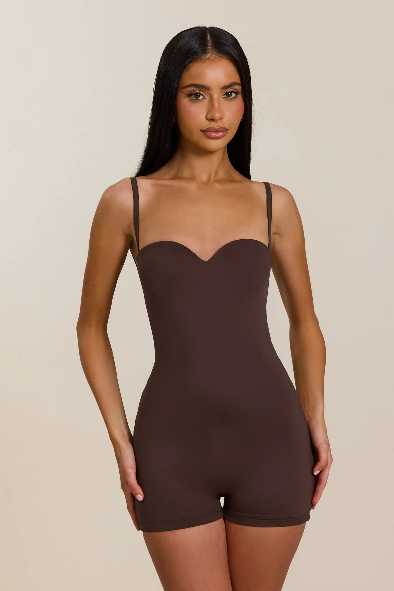 The Sculpt Playsuit in Brown - Image 5