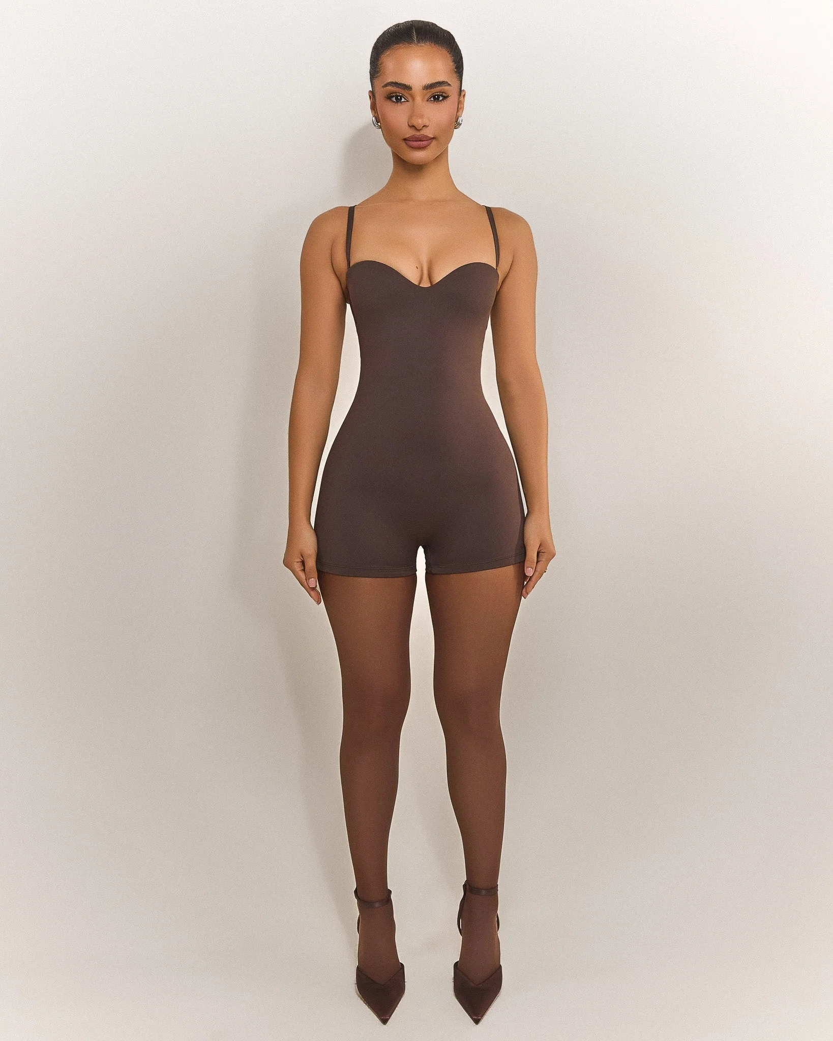 The Sculpt Playsuit in Brown - Image 8