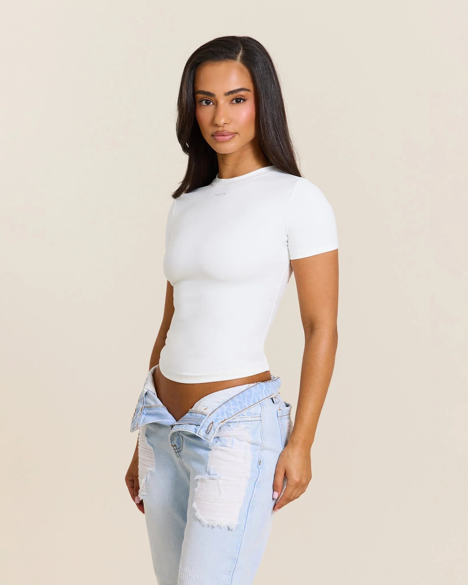 The Sculpt Short Sleeve Top in White - Image 5