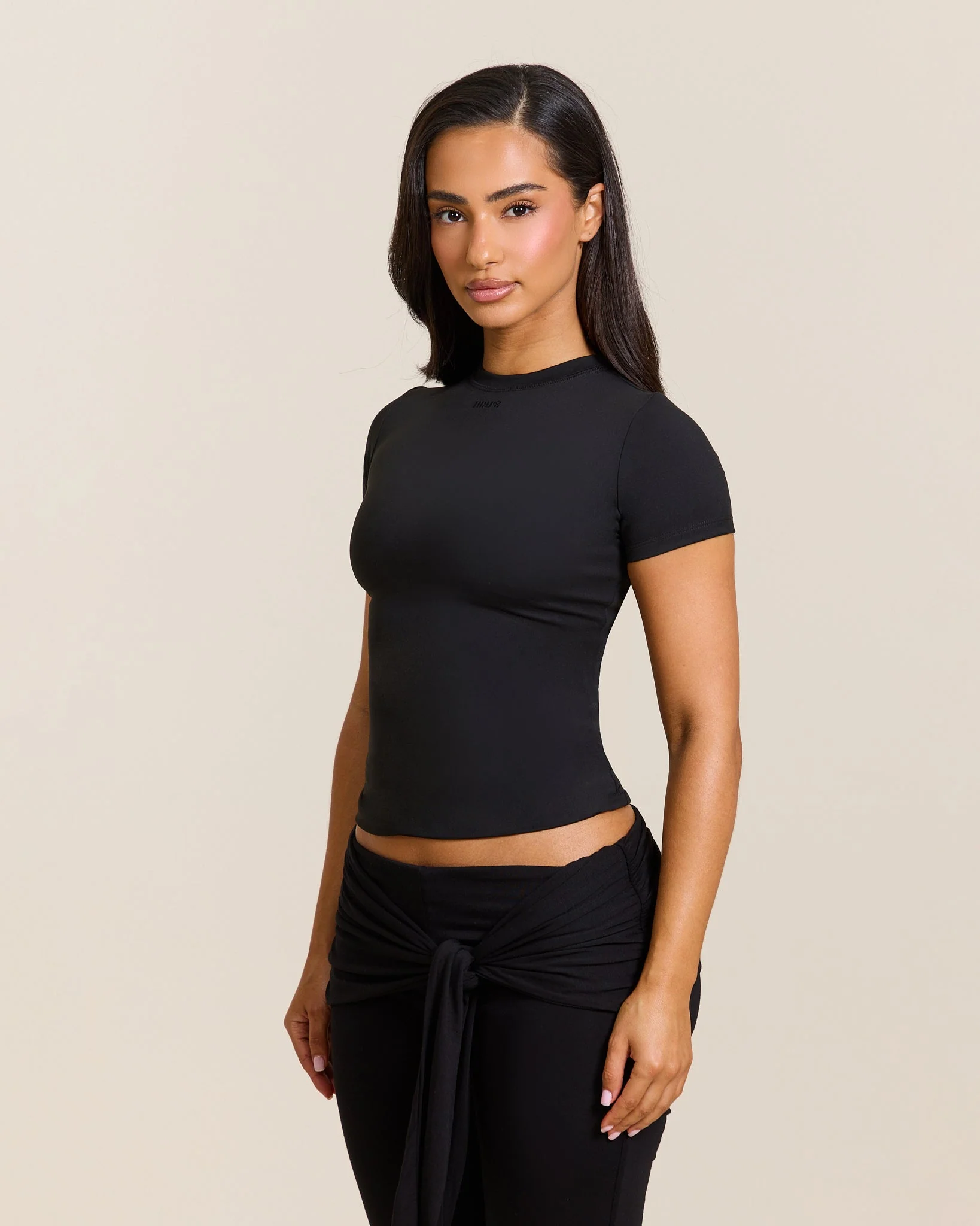 The Sculpt Short Sleeve Top in Black - Image 3