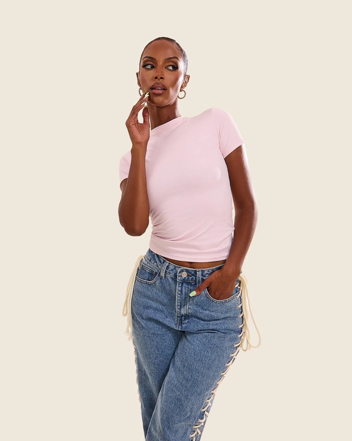 The Sculpt Short Sleeve Top in Pink - Image 11