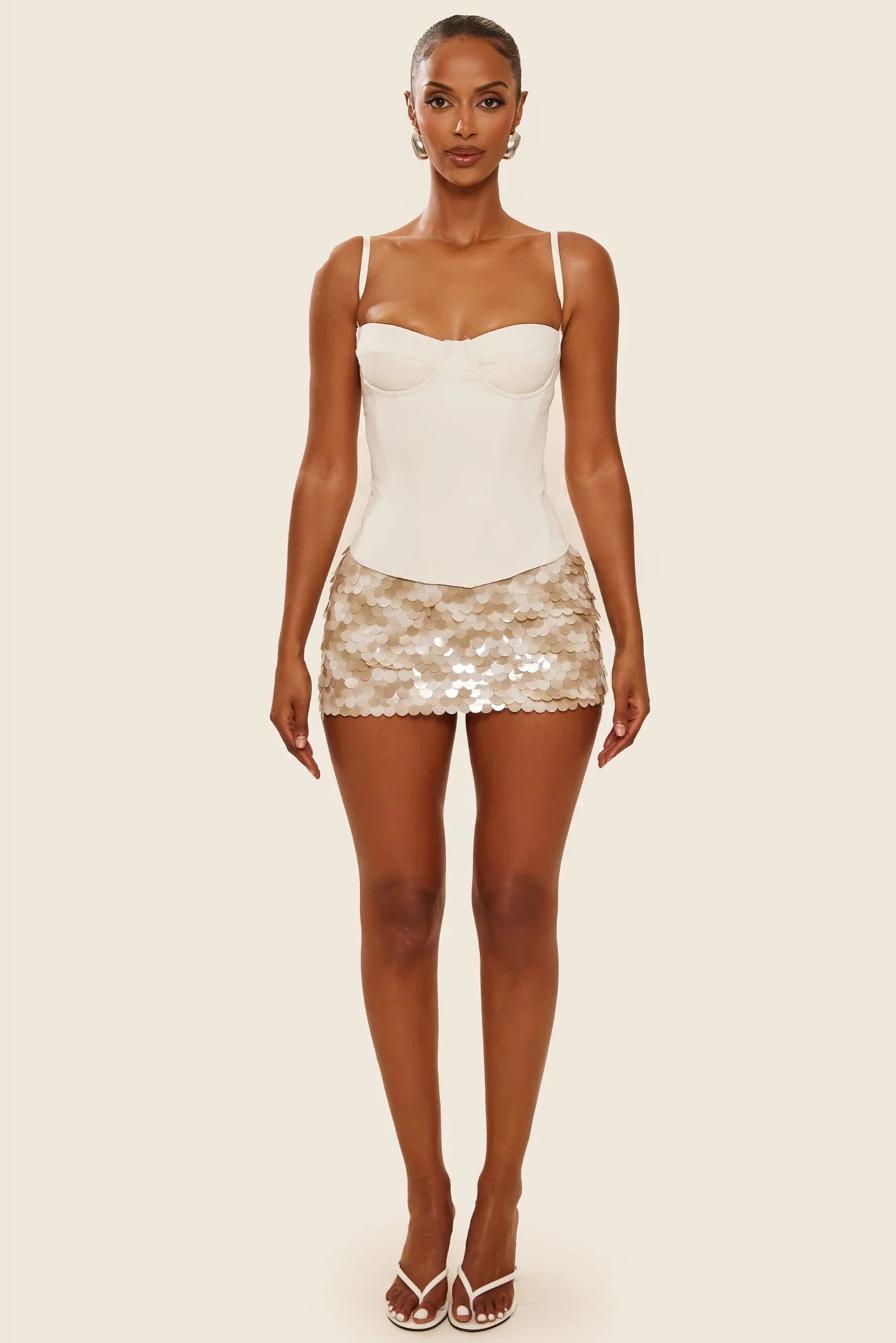 The Shimmi Mini Skirt in Stone - Image 8
