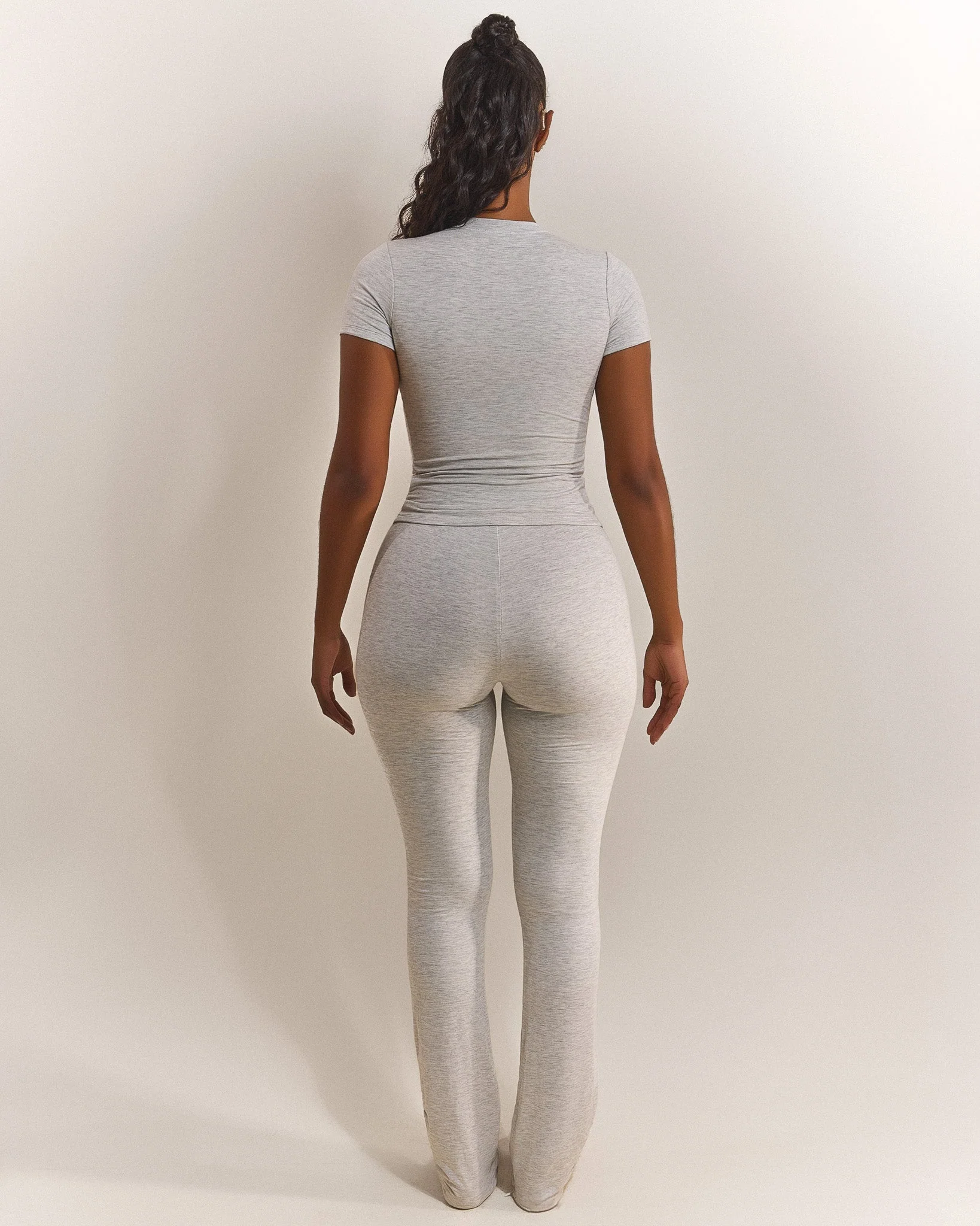 The Short Sleeve Cotton Top in Grey Marl - Image 4