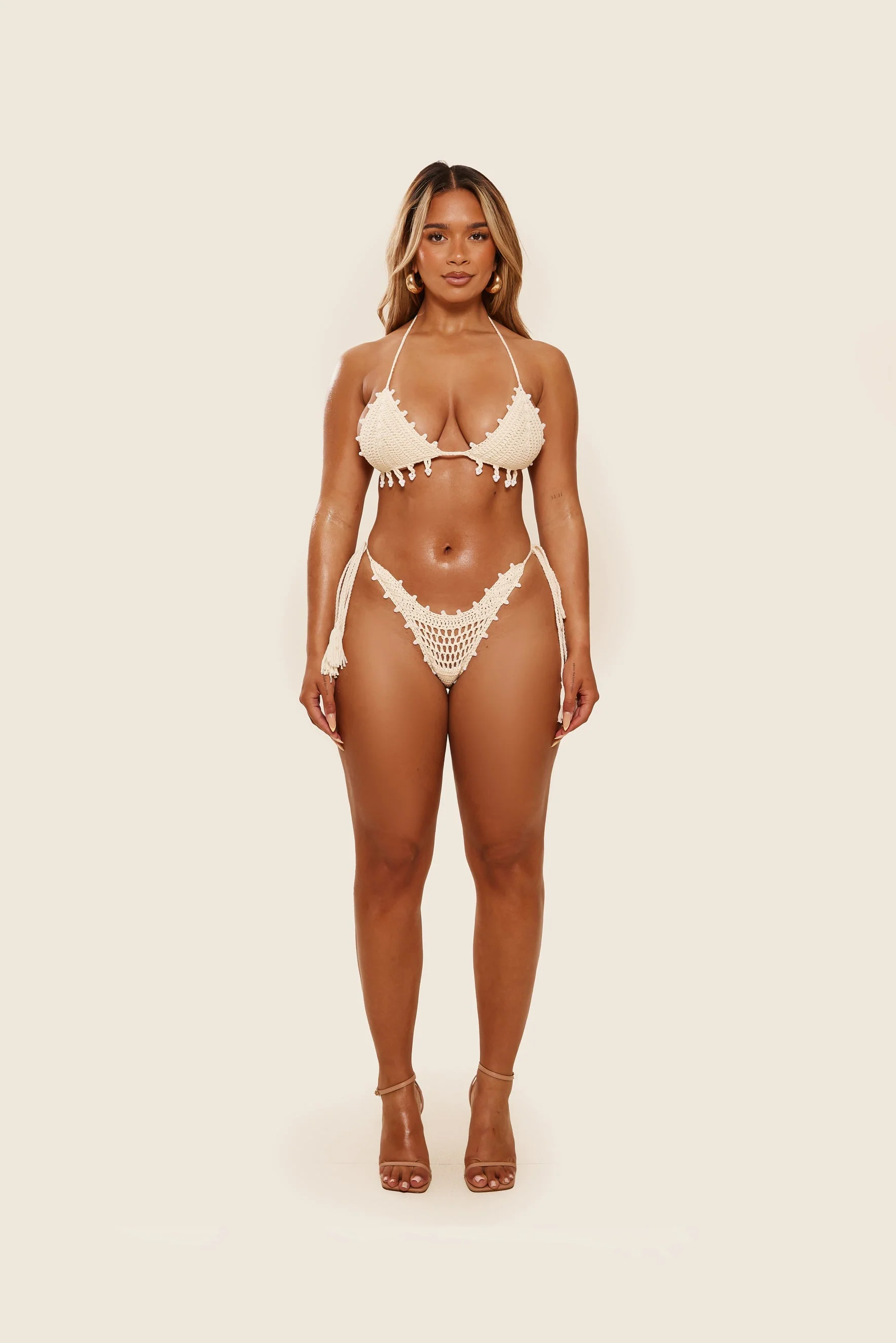 The Crochet Bikini in Cream - Image 5