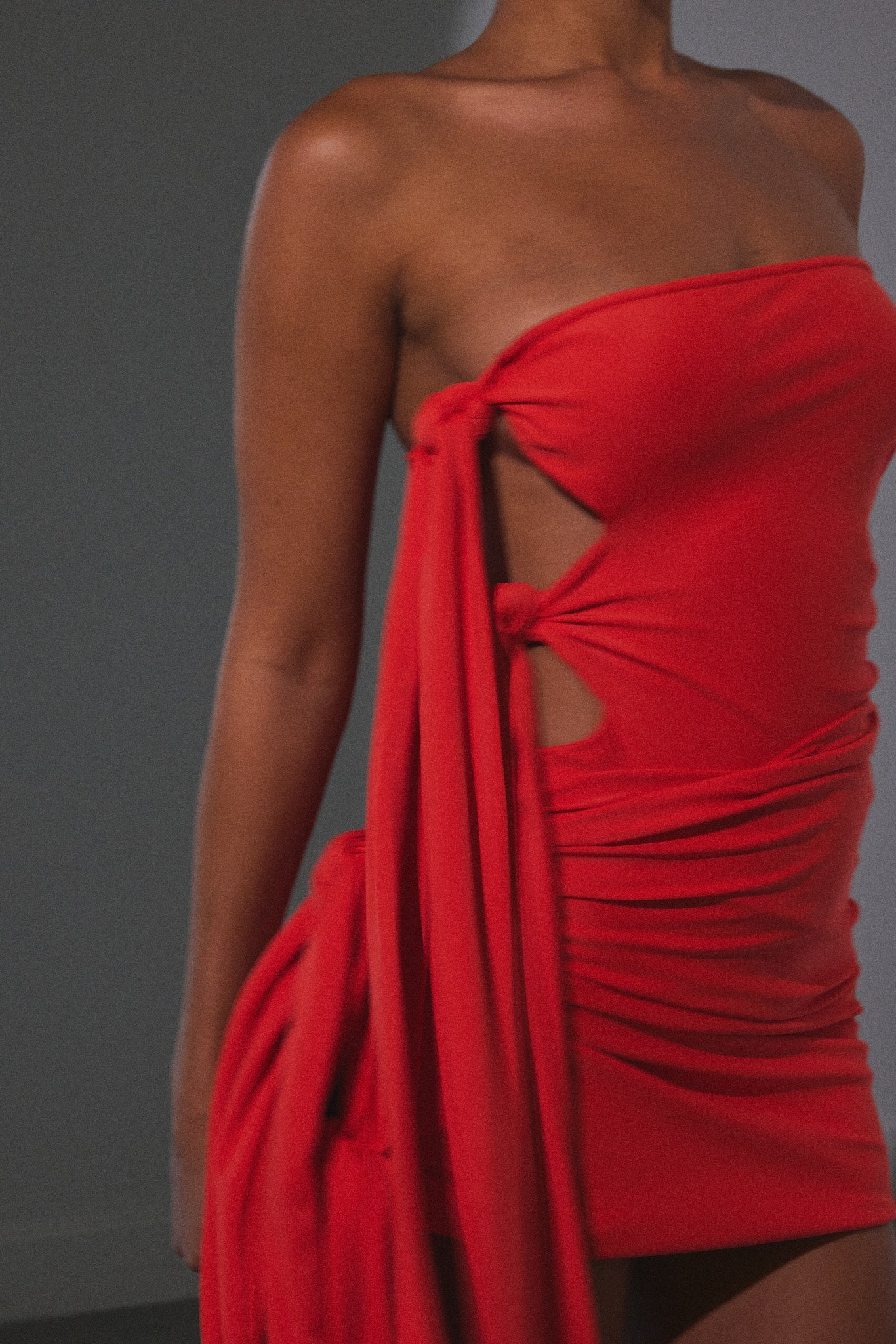 The Tie Skirt Bandeau Set in Orange - Image 5