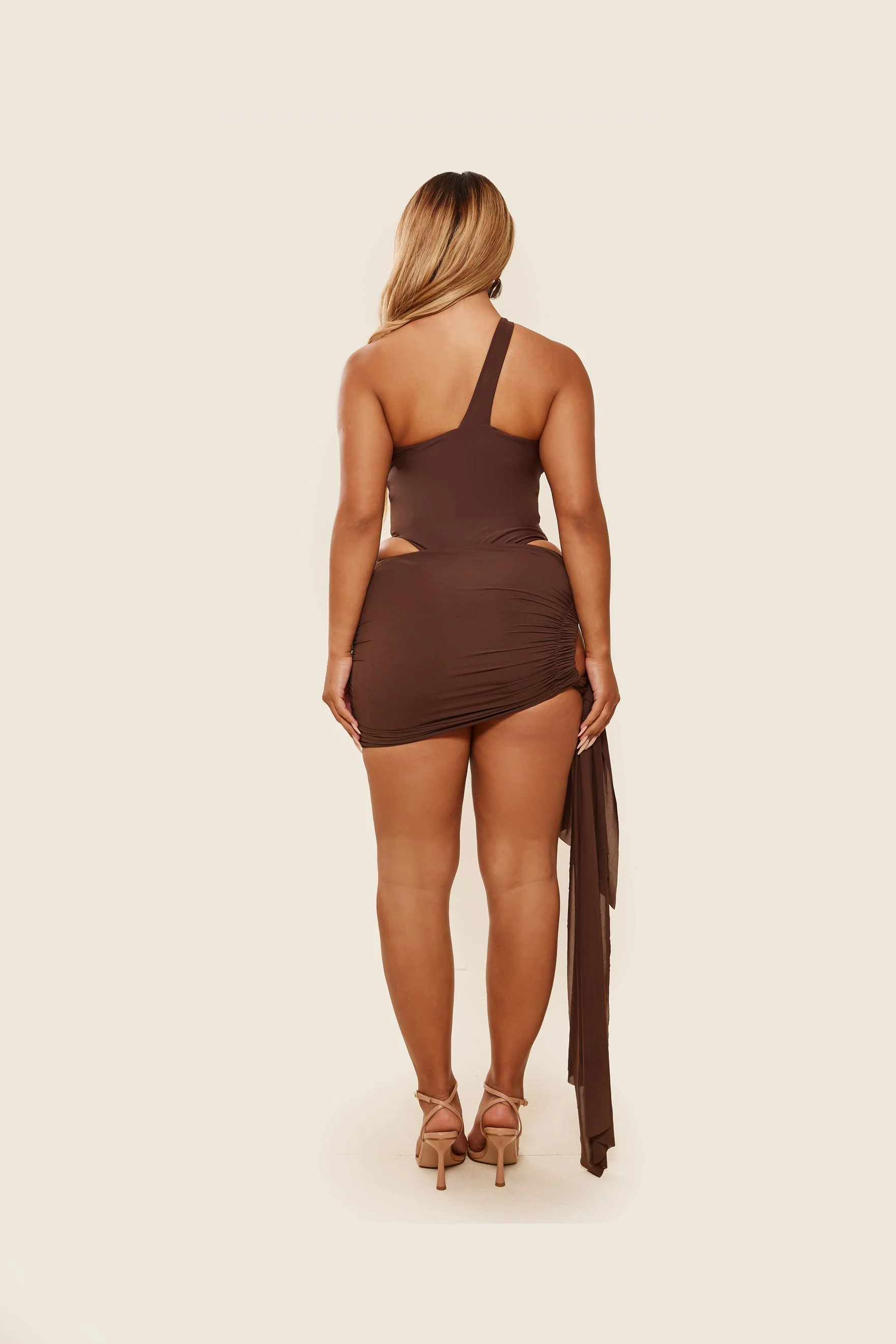 The Twist Coverup Skirt in Brown - Image 3