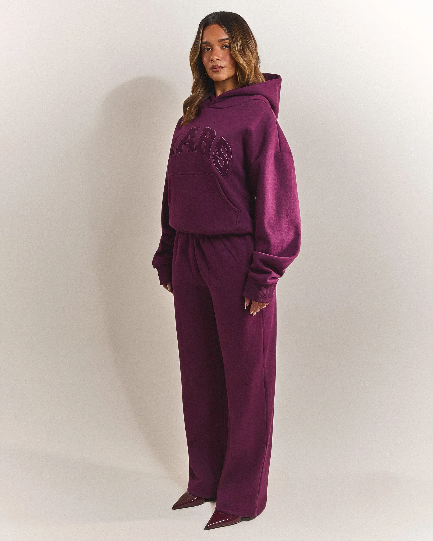 The Varsity Hoodie in Plum - Image 3