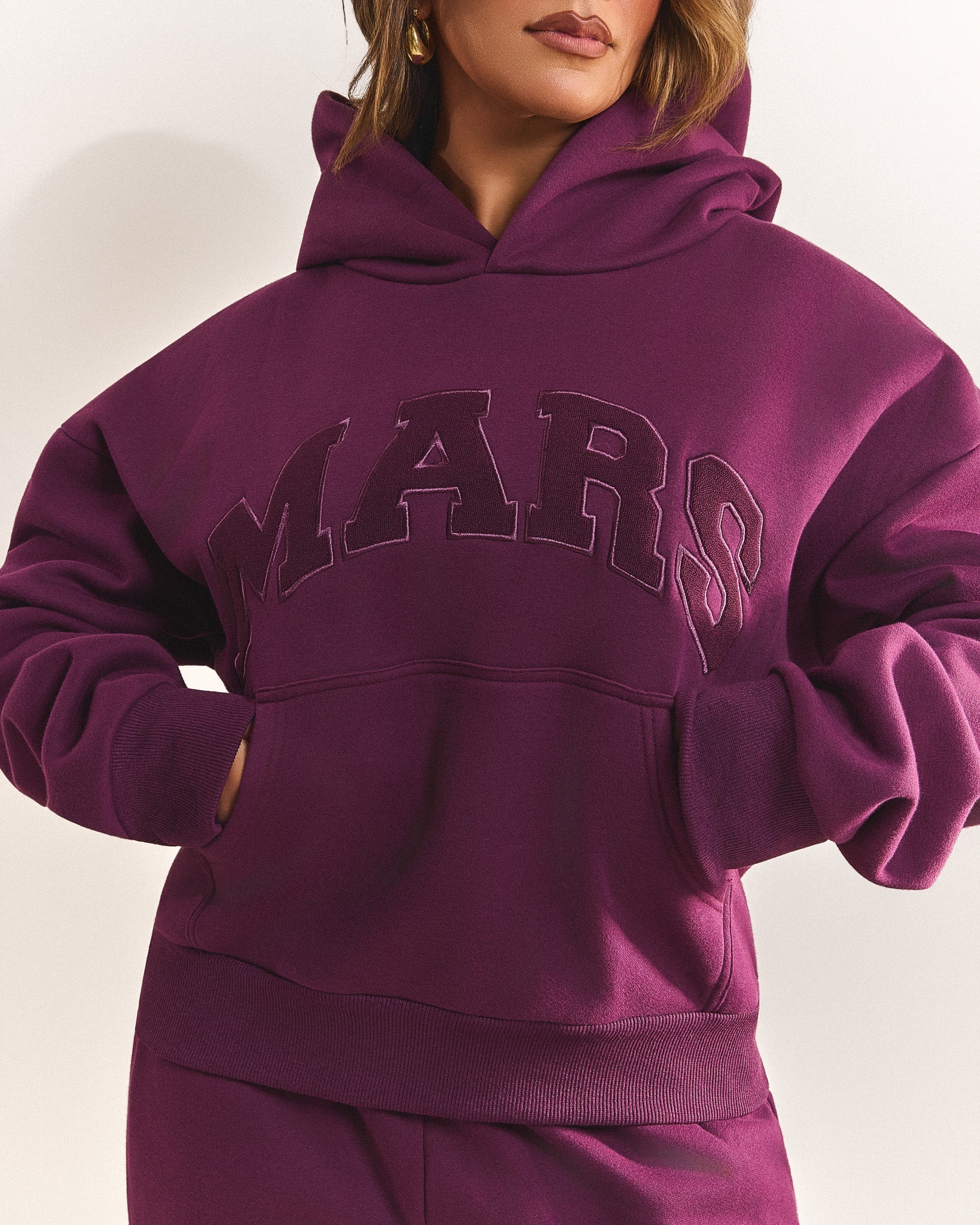 The Varsity Hoodie in Plum - Image 5
