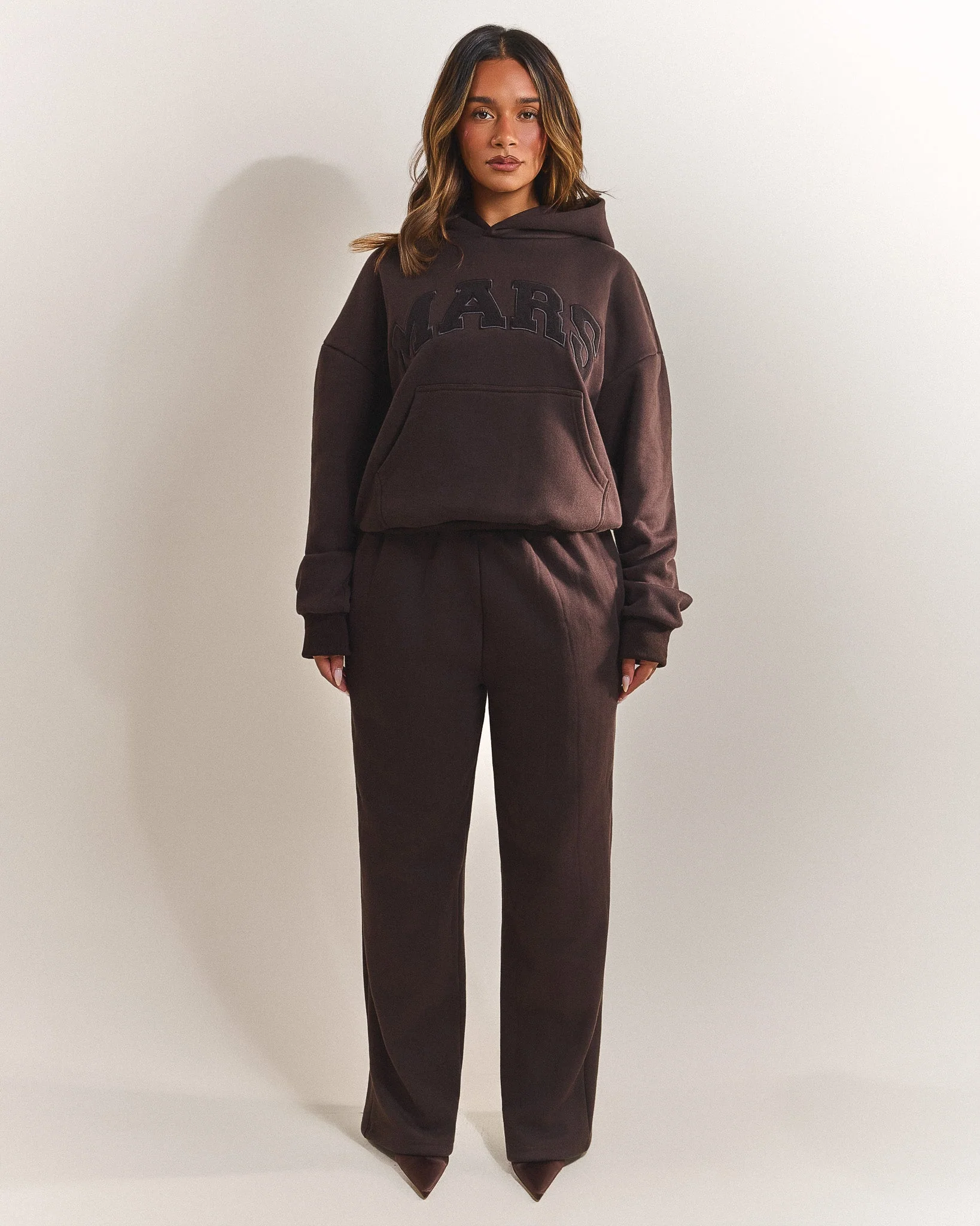The Varsity Straight Leg Jogger in Brown