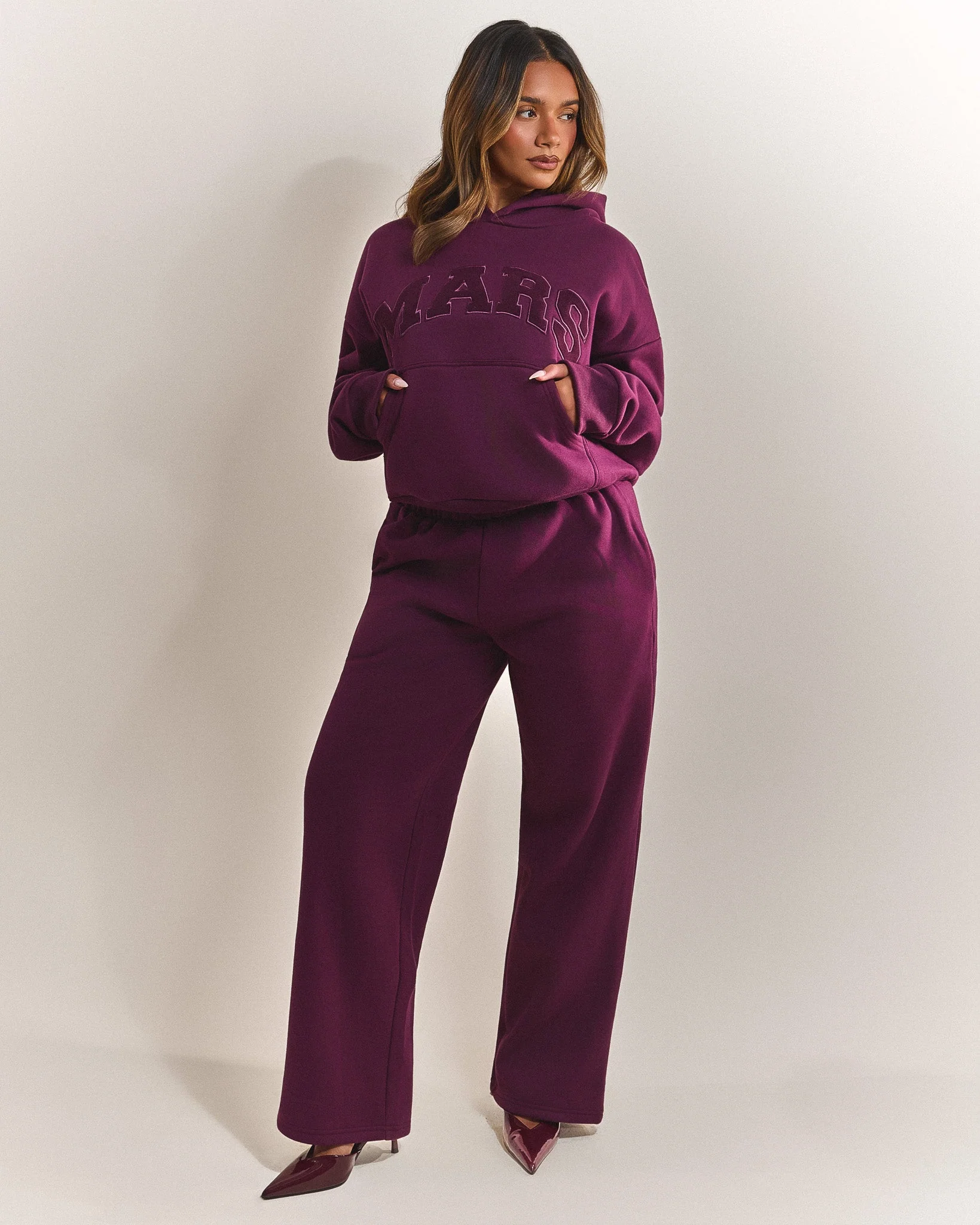 The Varsity Straight Leg Jogger in Plum - Image 5