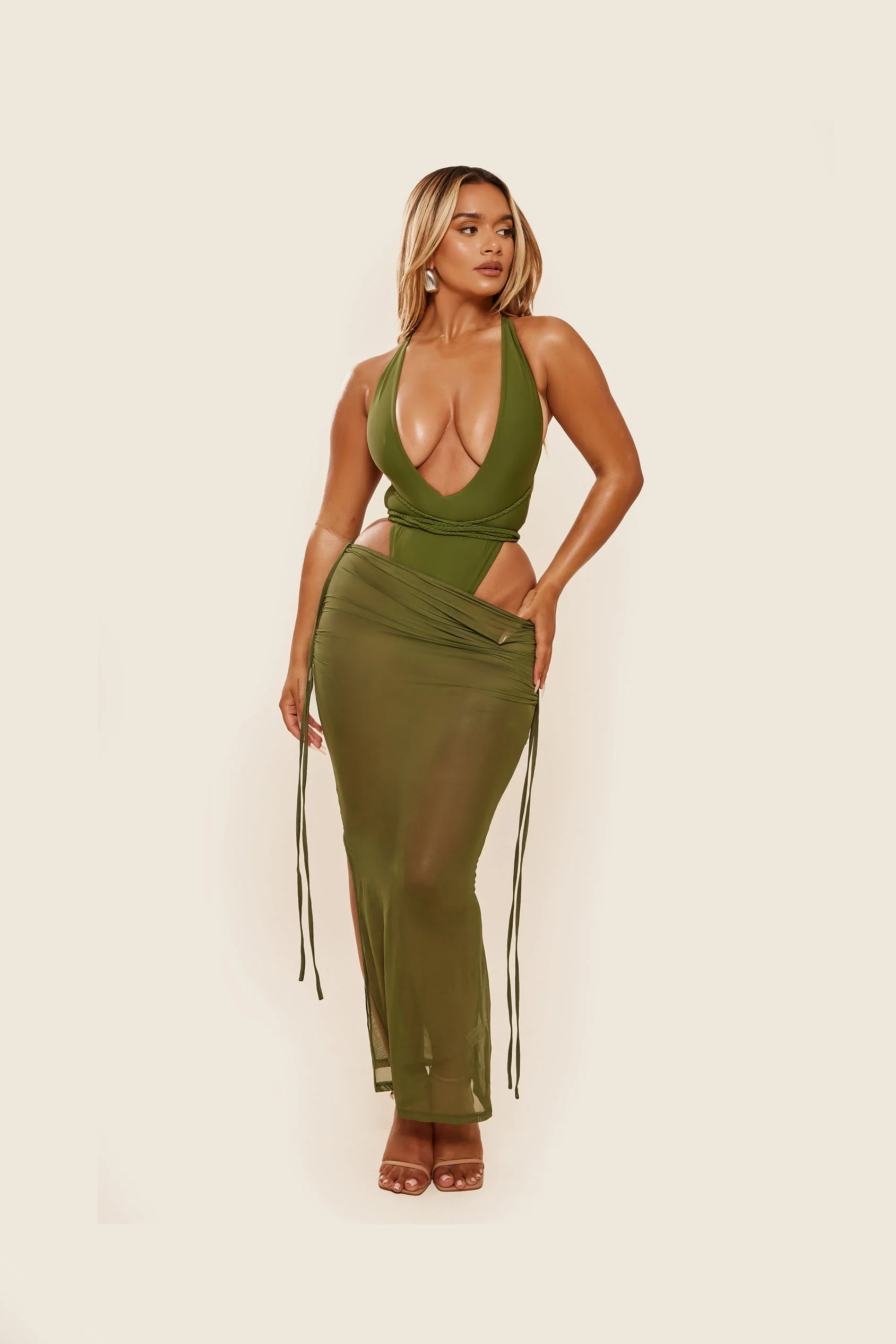 The Vela Maxi Coverup in Olive