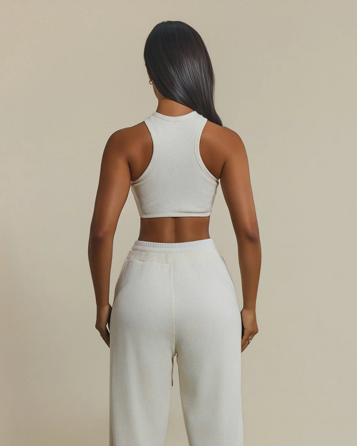 The Waffle Embroidered Bralet Top in Cream - Image 4