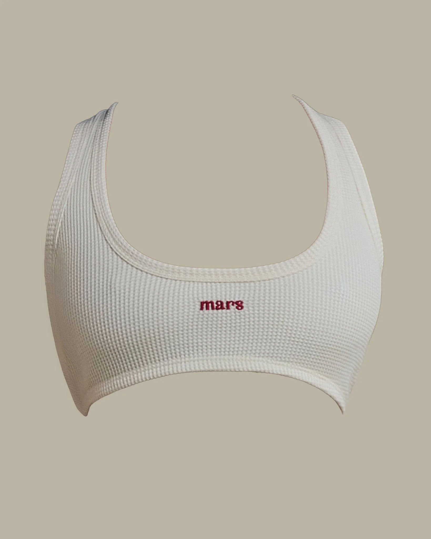 The Waffle Embroidered Bralet Top in Cream - Image 5