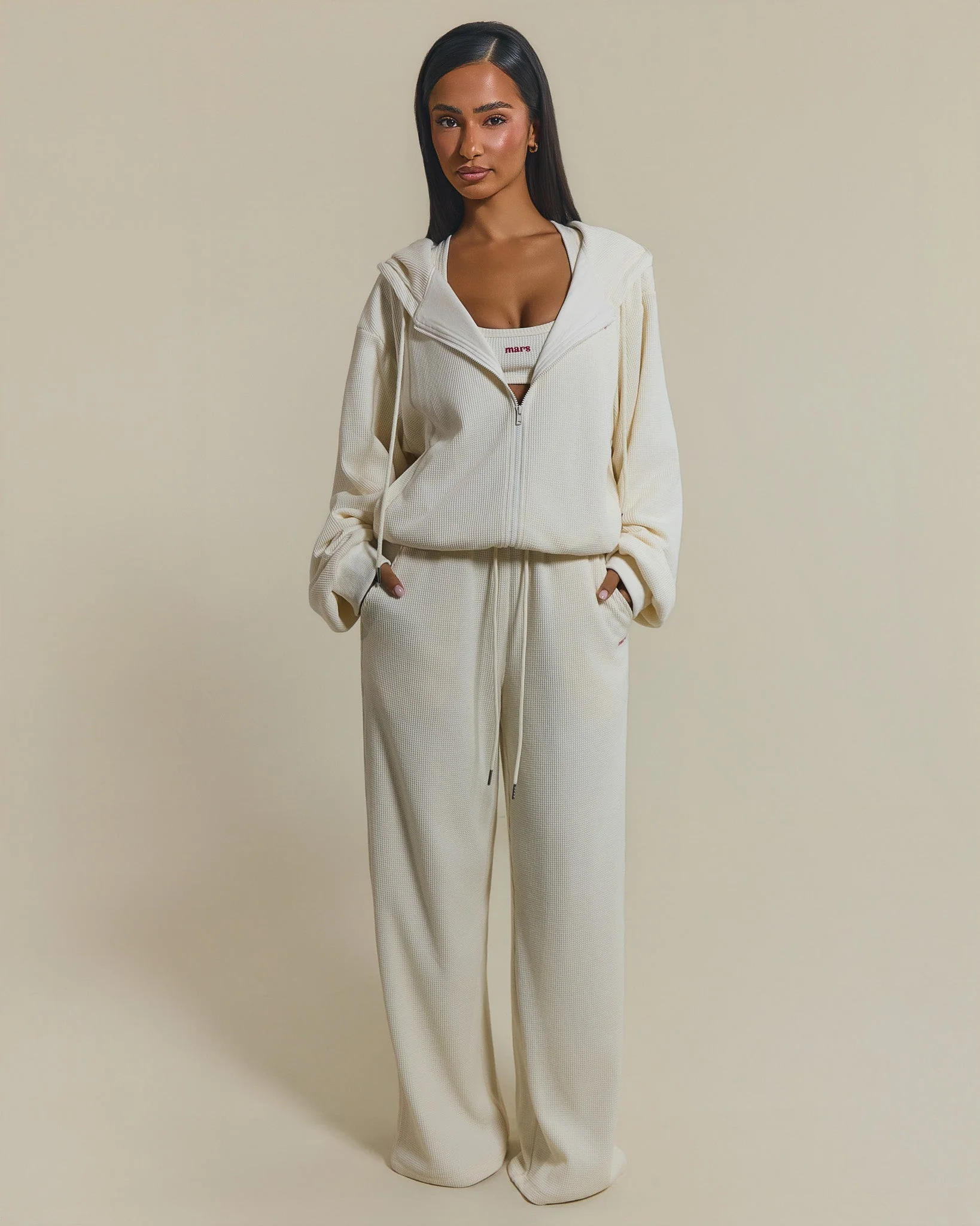 The Waffle Embroidered Bralet Top in Cream - Image 7