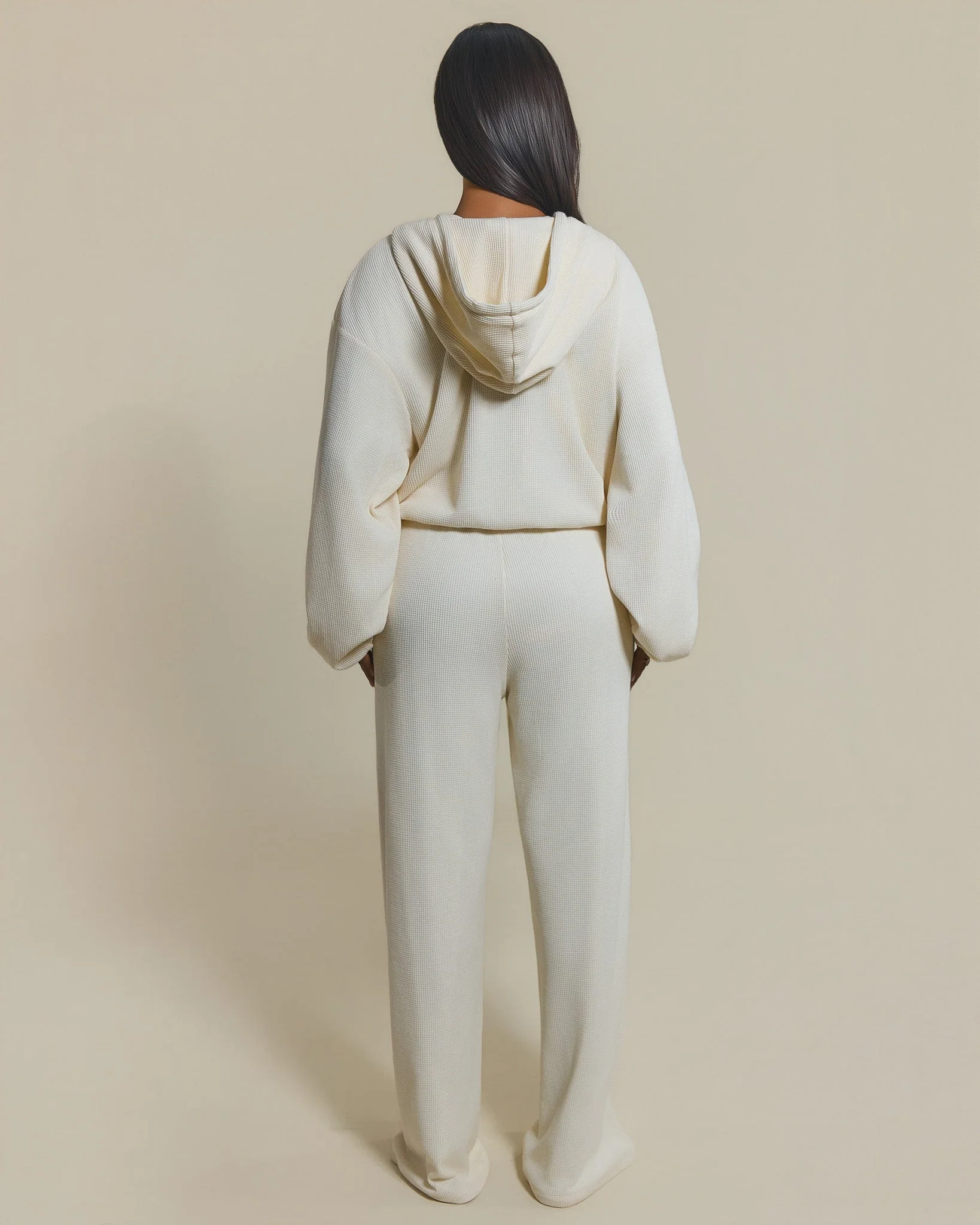 The Waffle Oversized Embroidered Jacket in Cream - Image 3