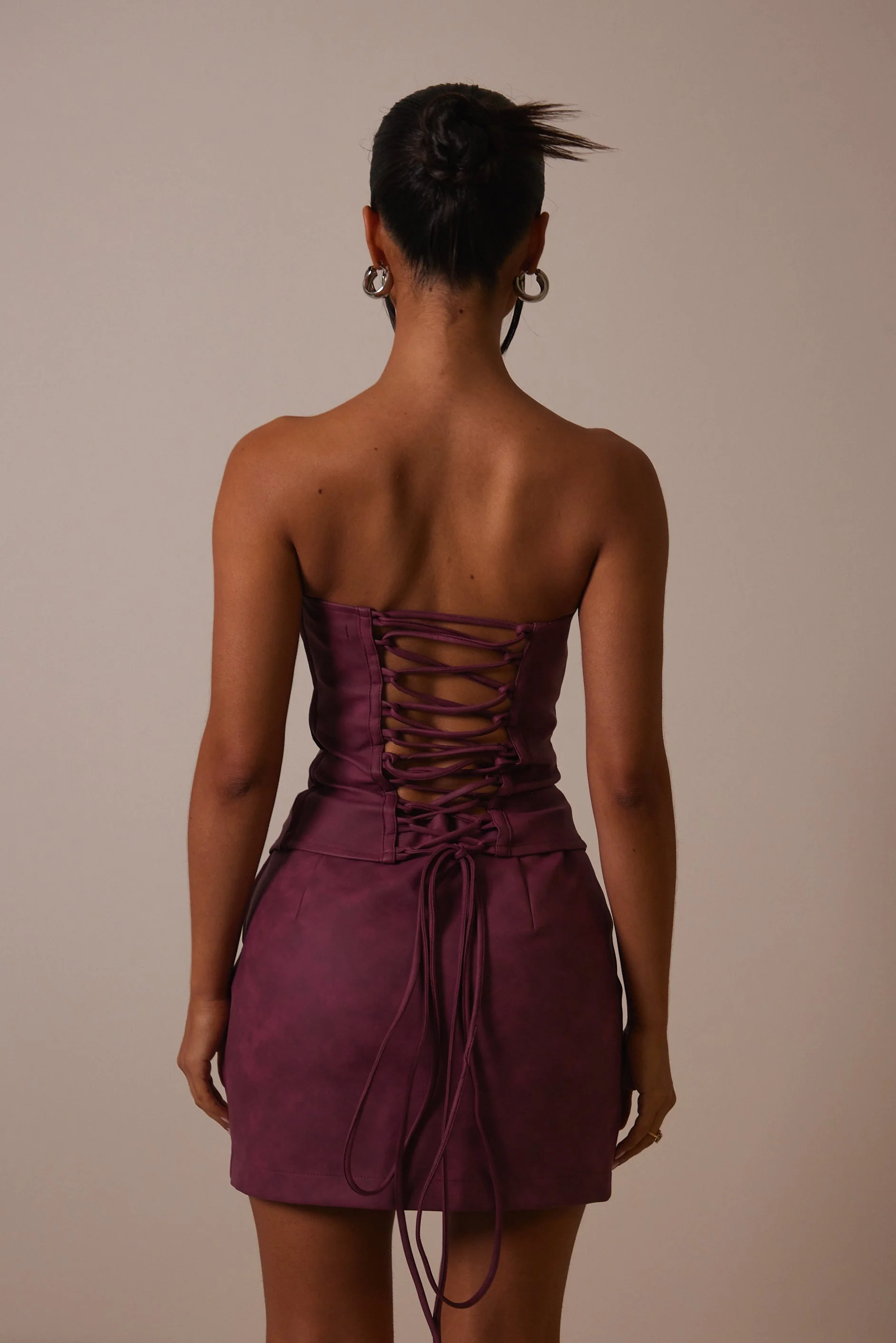 The Leather Panel Corset in Washed Purple - Image 6