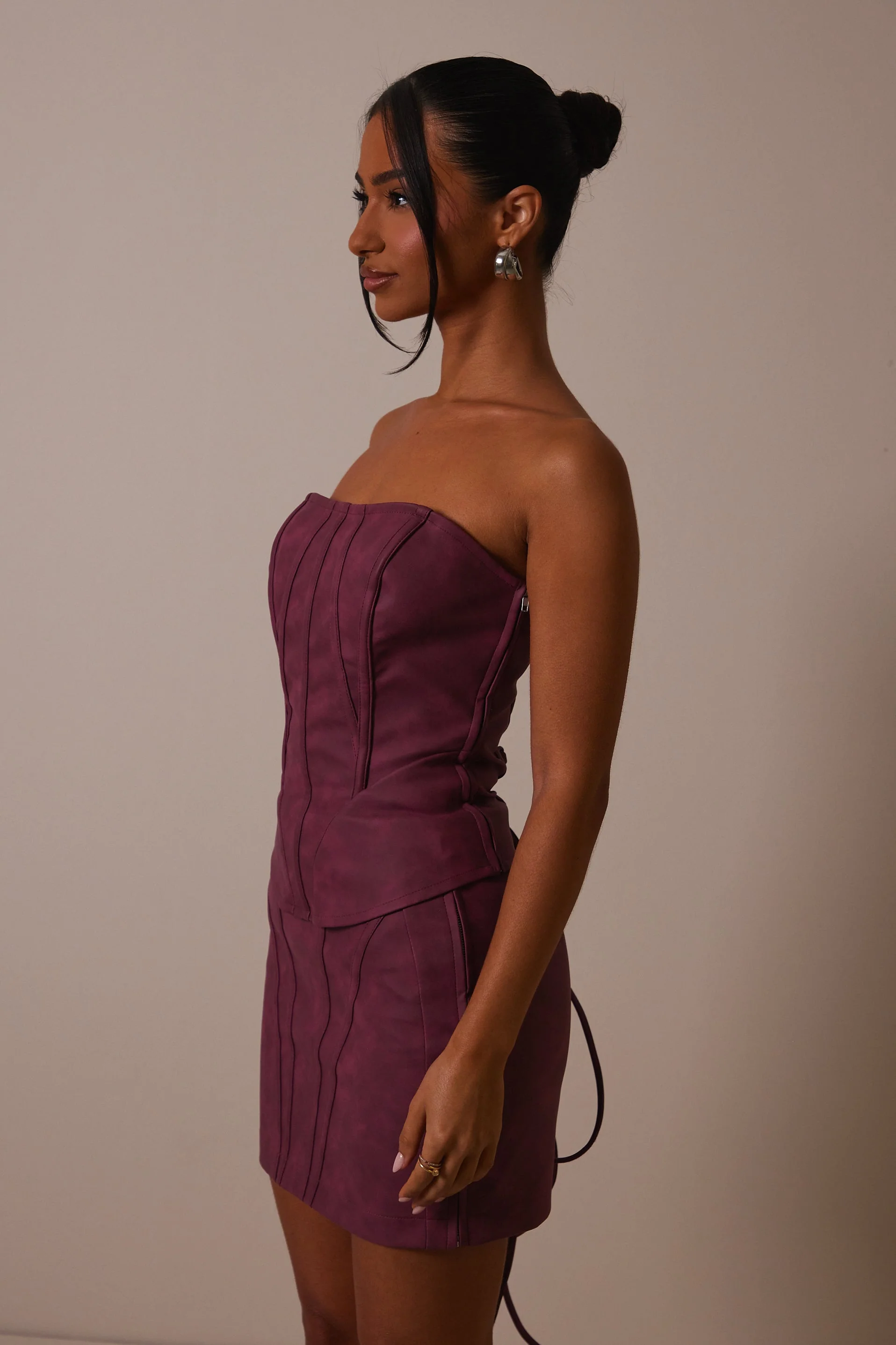 The Leather Panel Corset in Washed Purple - Image 7