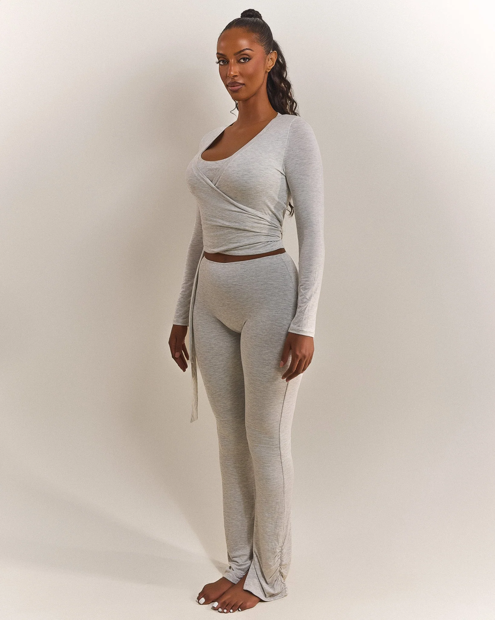 The Wrap Top in Grey Marl - Image 3
