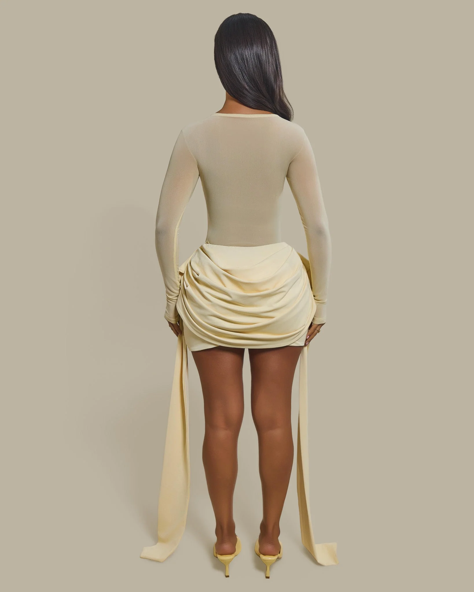 The Yara Draped Mini Skirt in Butter Yellow - Image 4