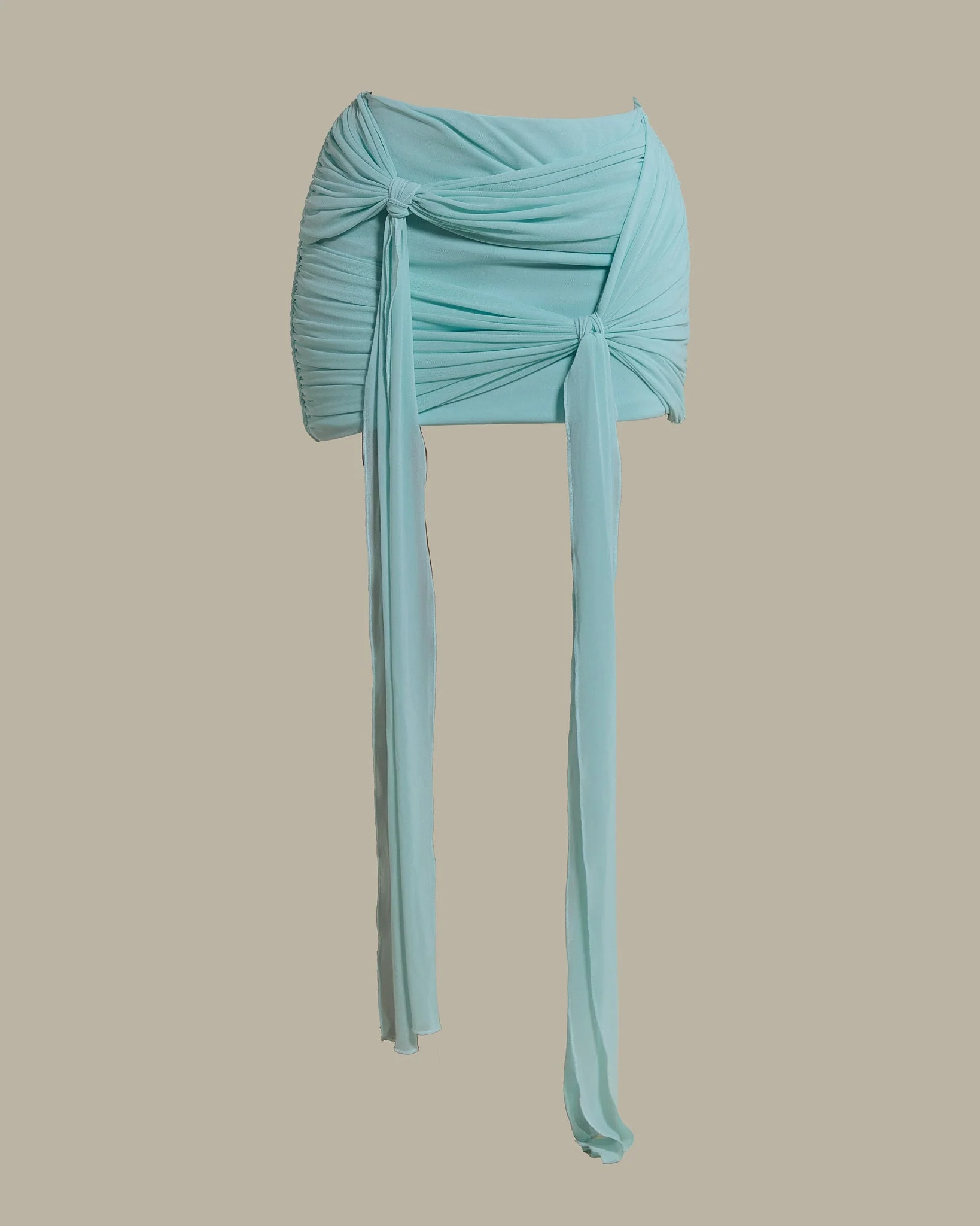 The Zadie Ruched Mini Skirt in Baby Blue - Image 6