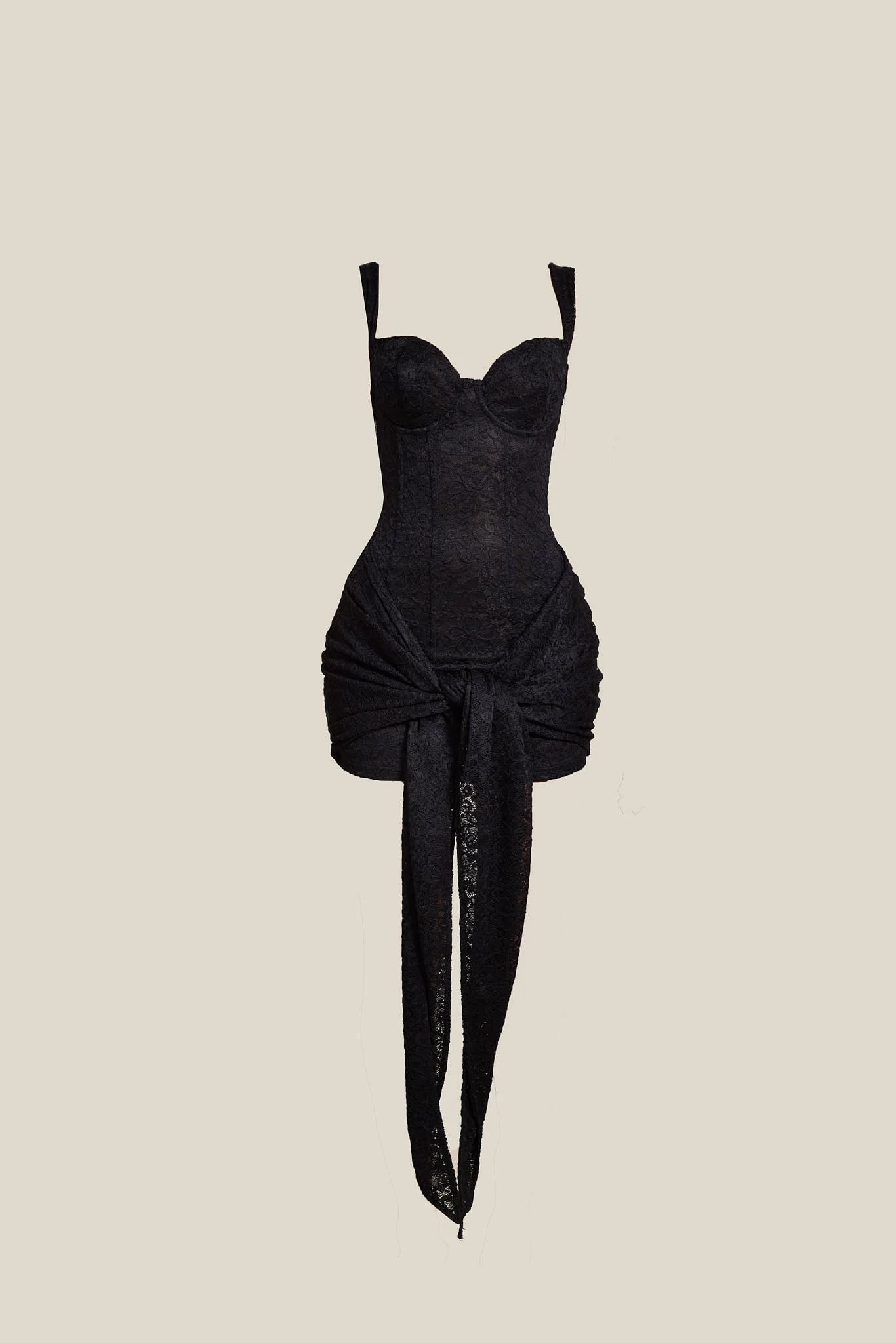 Tie Front Lace Mini in Black - Image 6