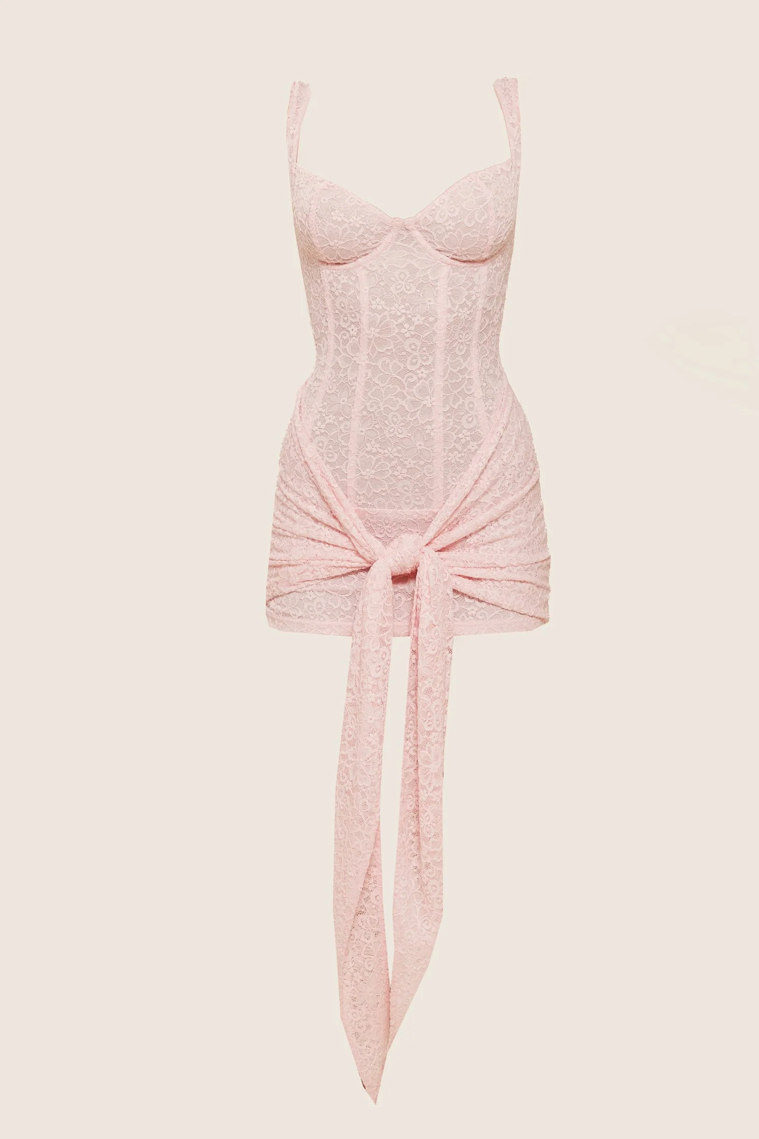 Tie Front Lace Mini in Pink - Image 13