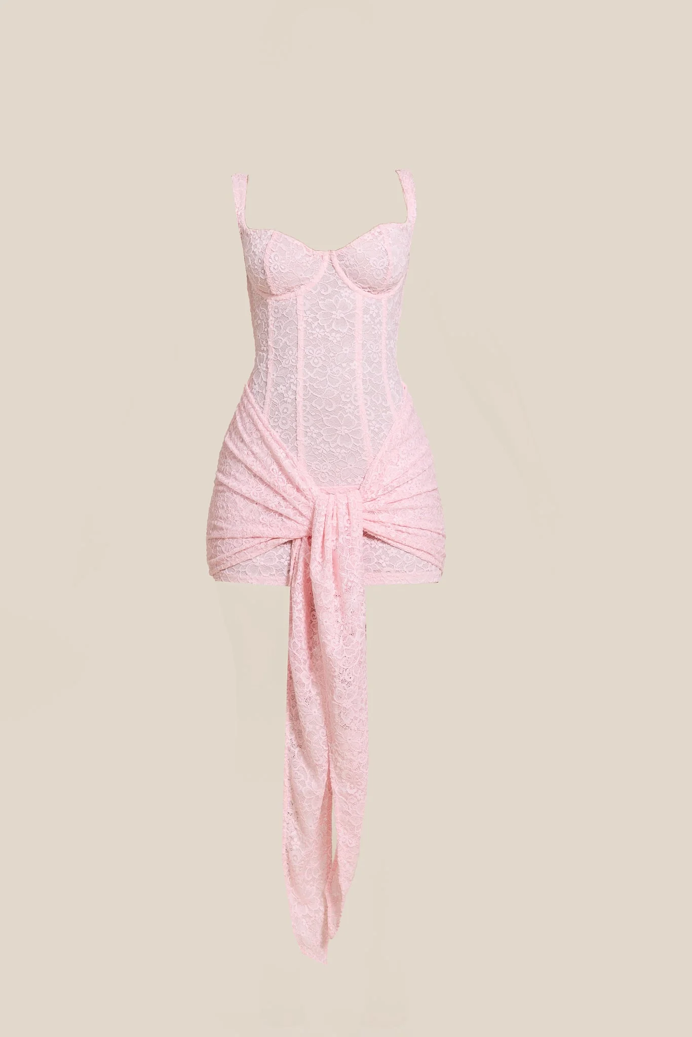 Tie Front Lace Mini in Pink - Image 6