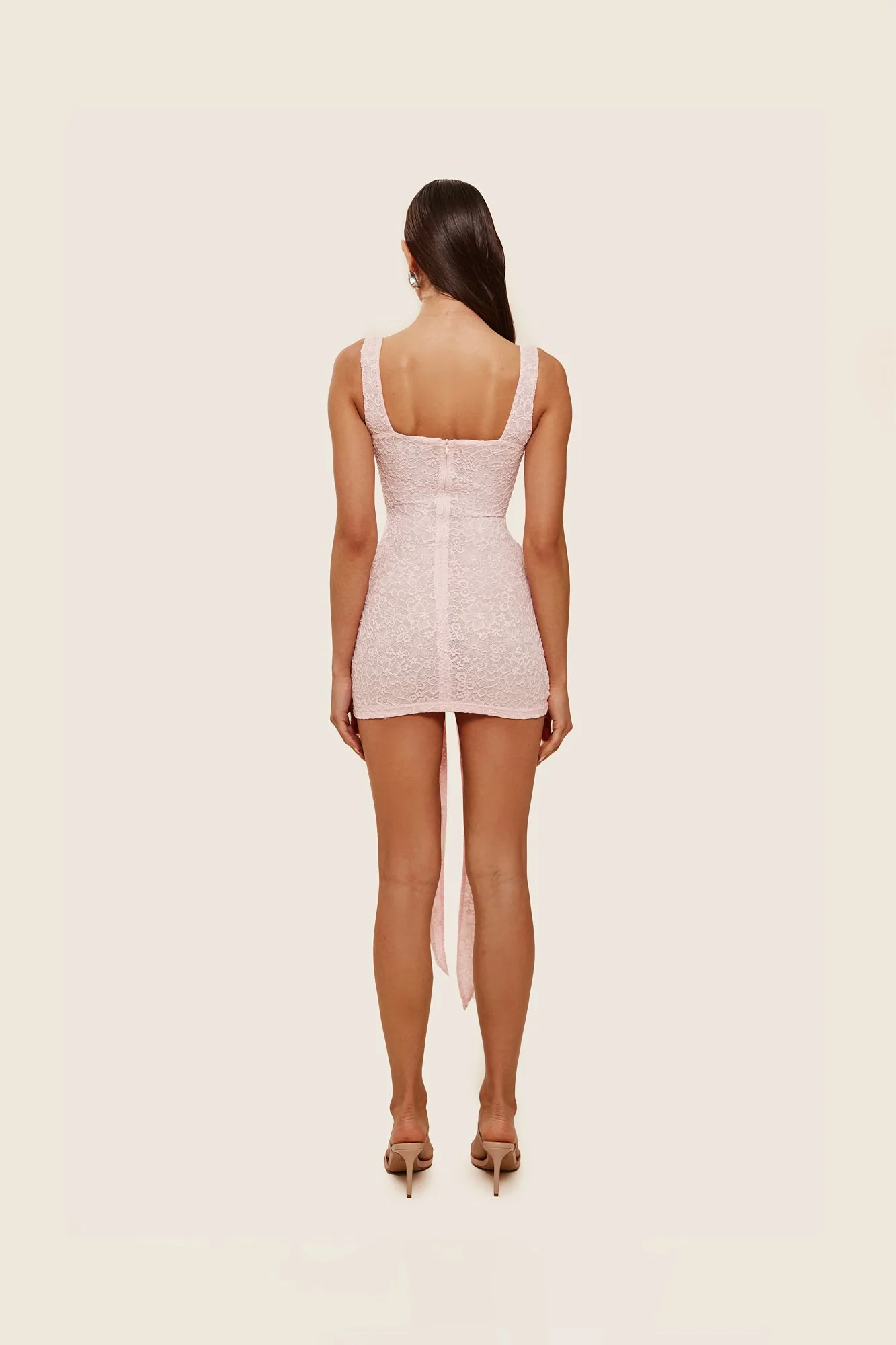 Tie Front Lace Mini in Pink - Image 9