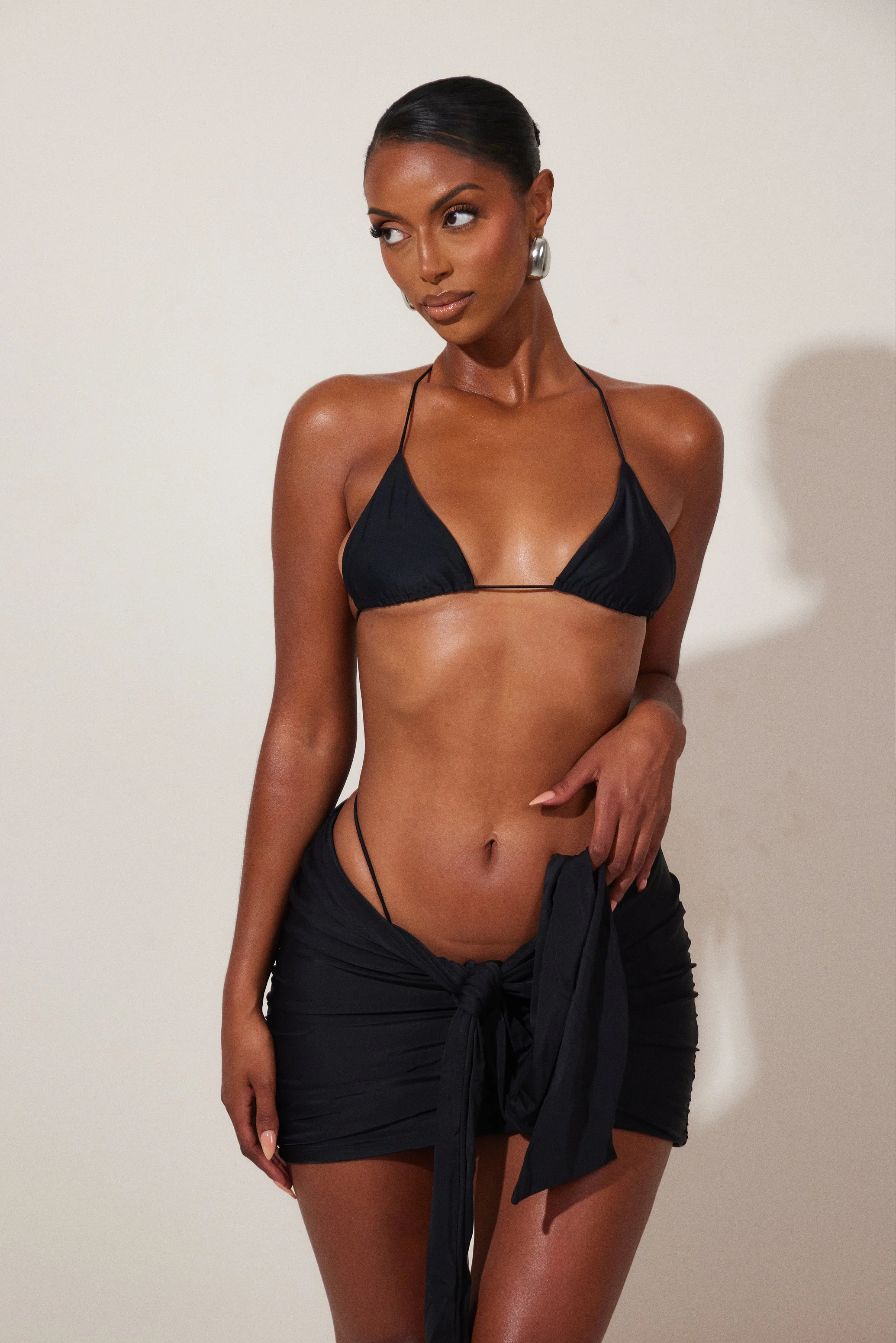 Tie Up Mini Skirt in Black - Image 6