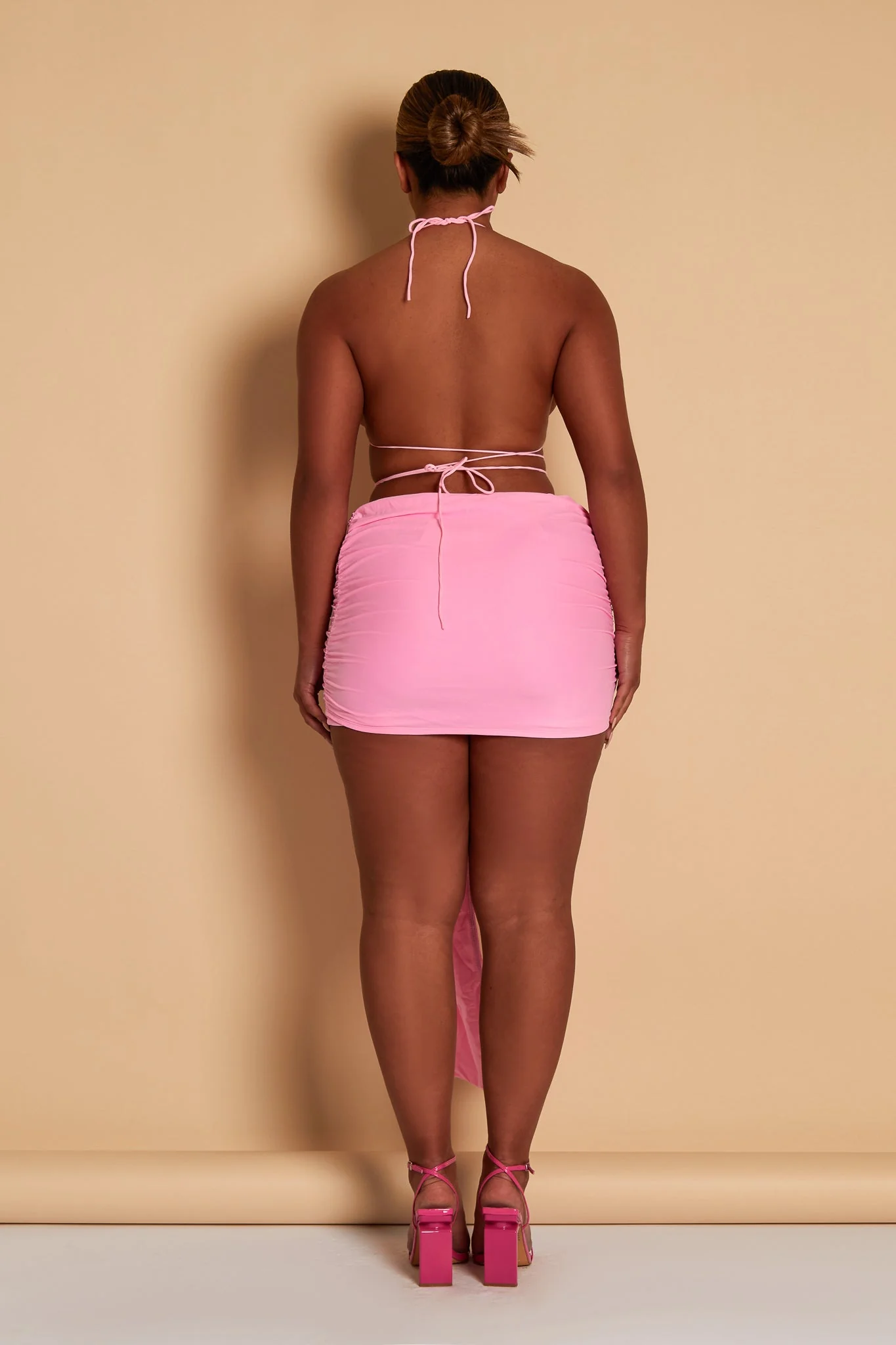 Tie Up Mini Skirt in Baby Pink - Image 8