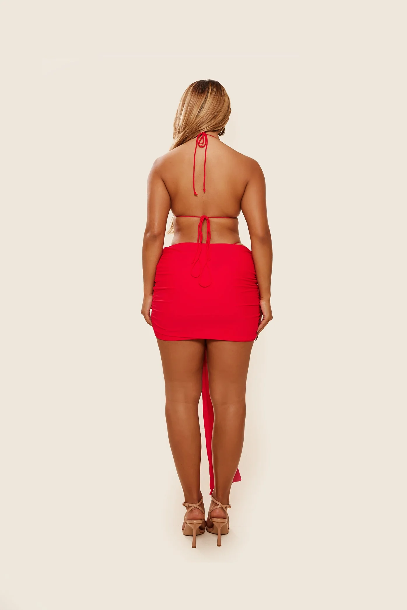 Tie Up Mini Skirt in Red - Image 4