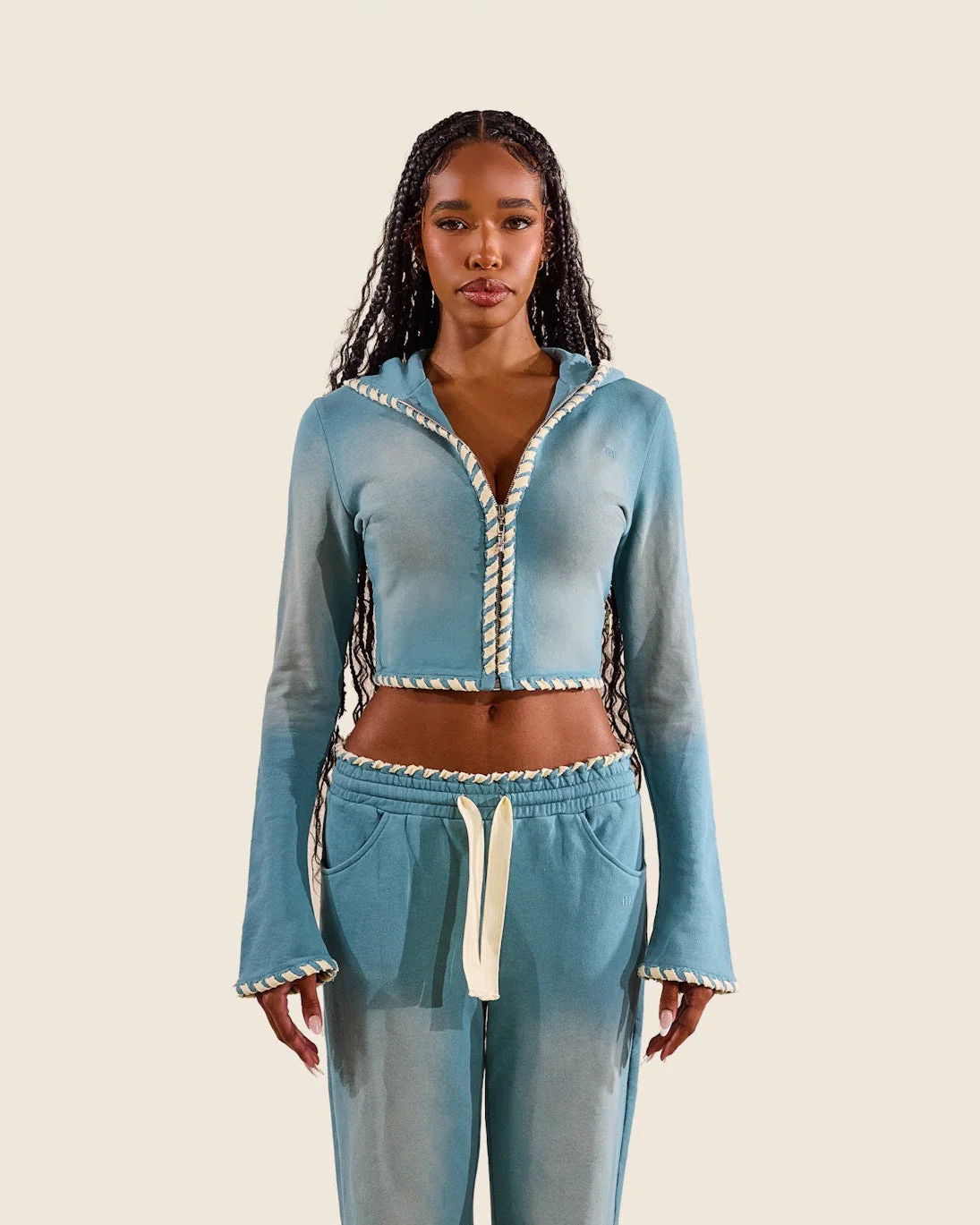 Trim Detail Wash Zip Hoodie