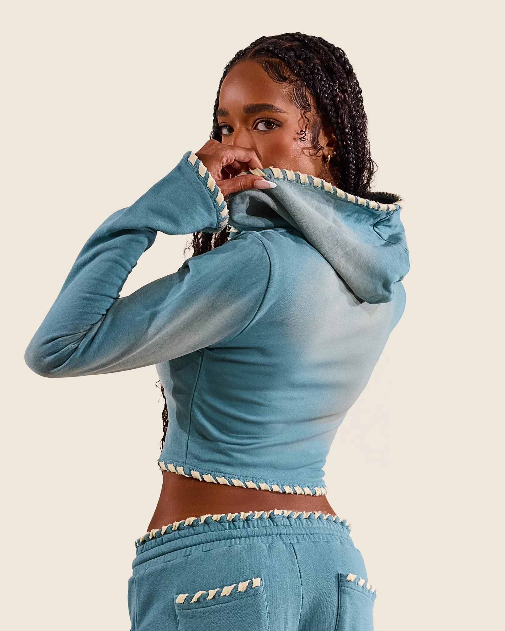 Trim Detail Wash Zip Hoodie - Image 4